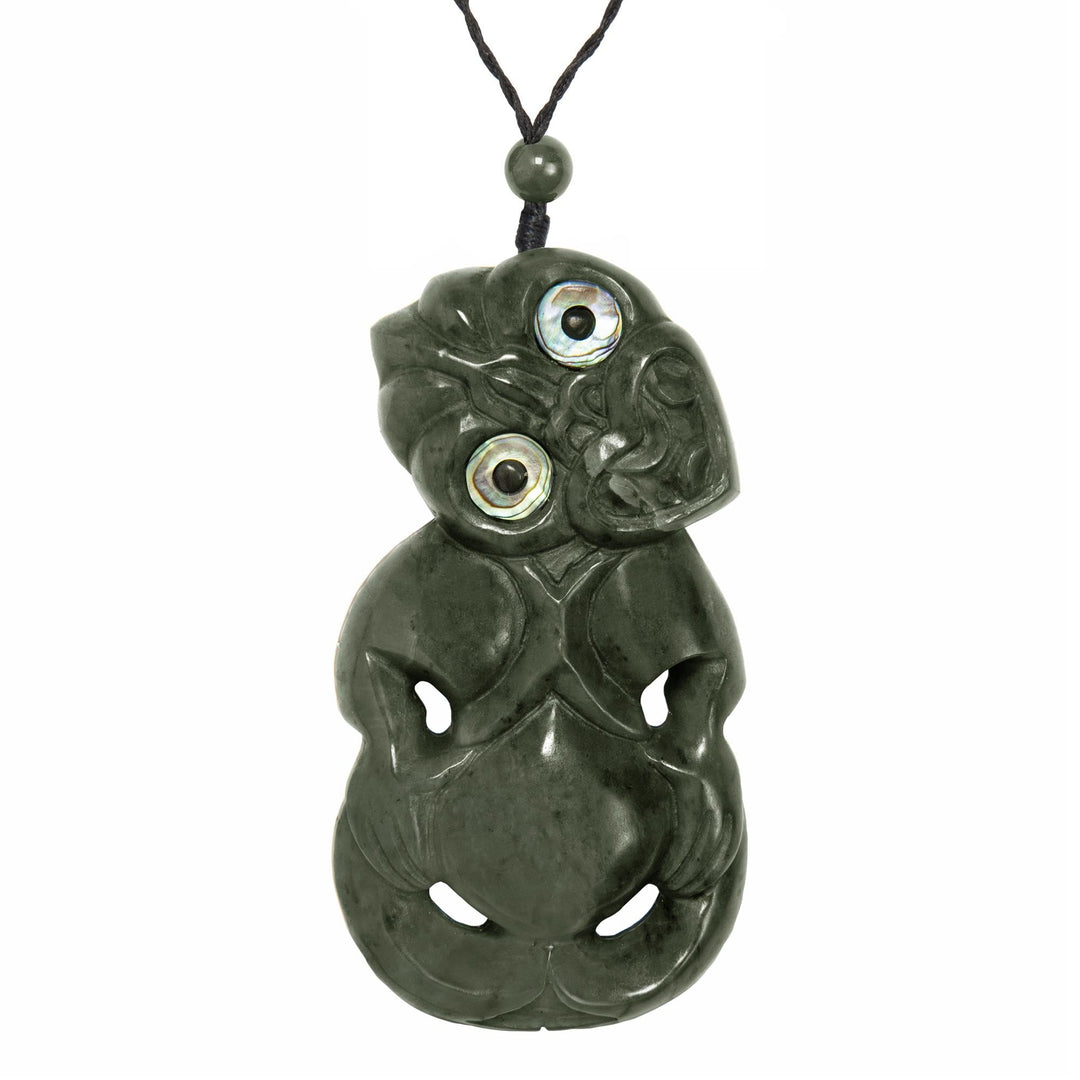 81stgeneration Anhânger Halskette Abalone Gross HEI Tiki Handgeschnitzte Nephrit-Jade für Herren