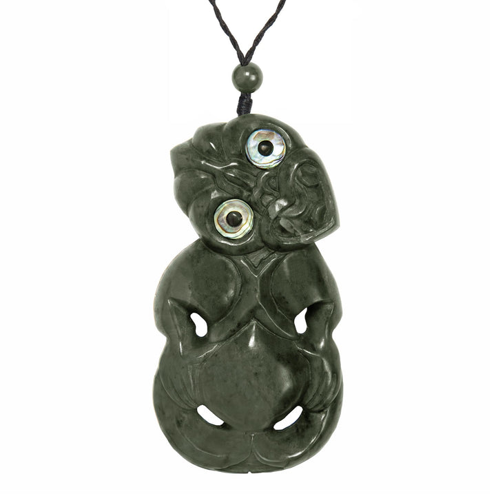 81stgeneration Anhânger Halskette Abalone Gross HEI Tiki Handgeschnitzte Nephrit-Jade für Herren