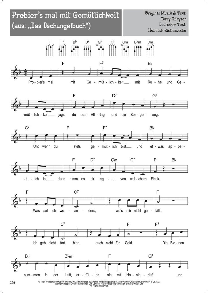 100 Kinderlieder für Ukulele | Ukulele-Songbuch für Kinder mit Melodielinie und Texten | Beliebte Ki