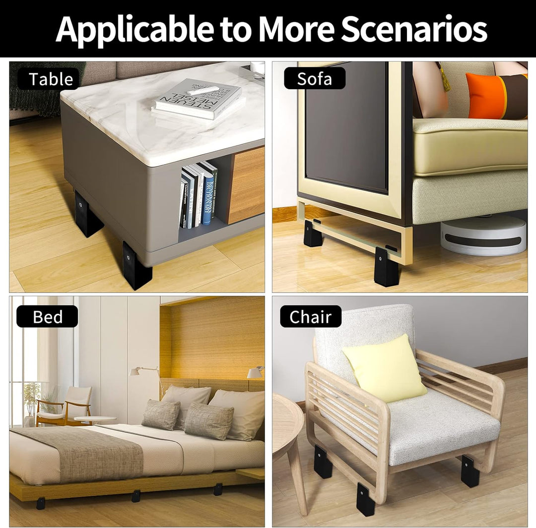 RCHYFEED Betterhöhung 4 Zoll Verstellbarer Schraubklemme, Möbelerhöhung 10cm passend für Fussstärke