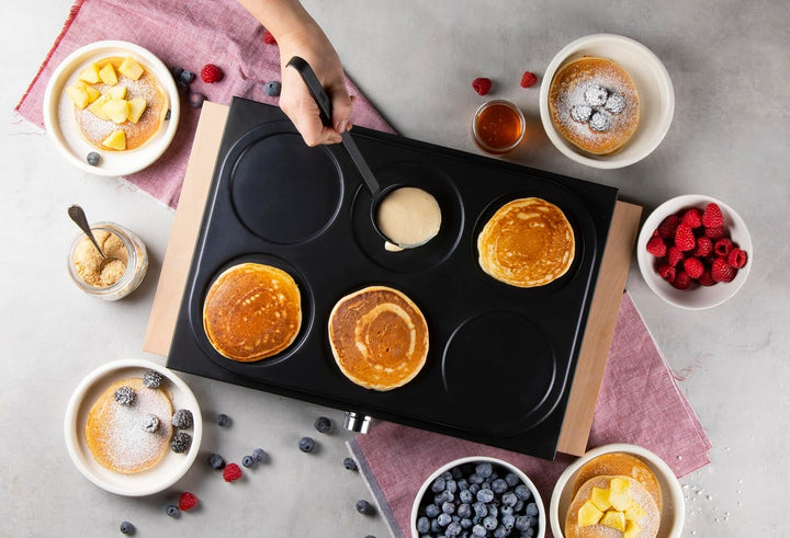 DOMO DO8717PN Crepes Maker mit Holzdesign - PFAS FREE - Crepe Pancake Maker inklusive Teiglöffel - 6