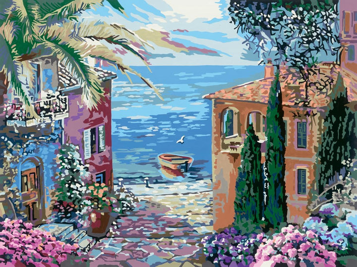 Ravensburger CreArt 20218 - Mediterrane Landschaft - Malen nach Zahlen Erwachsene, DIY Malset mit Pi