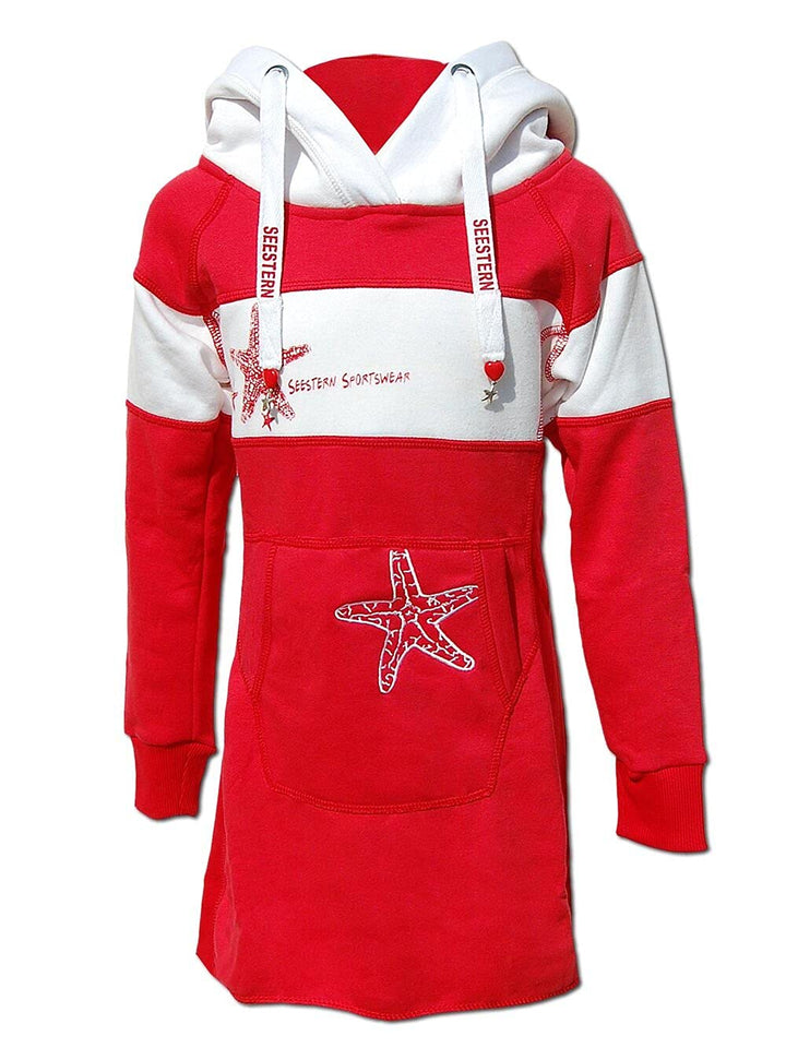 SEESTERN Kinder Langes Kapuzen Sweat Shirt Pullover Hoody Sweater Gr.116-164/2105 158 Rot_weiss, 158