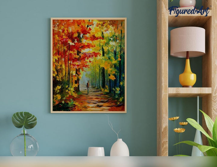 Figured'Art Malen Nach Zahlen Erwachsene Mit Rahmen Einsamer spaziergang im Wald - Paint by Numbers