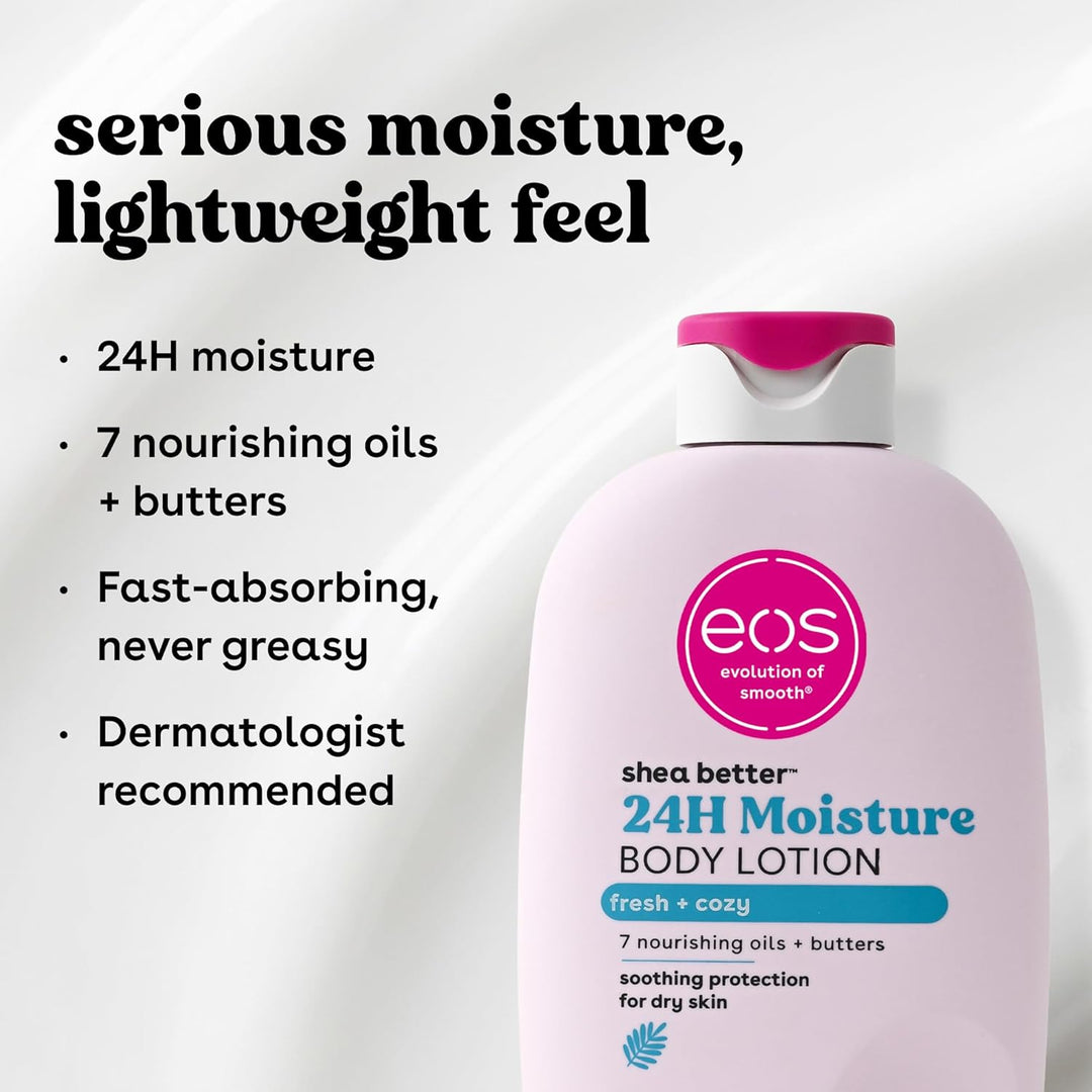 eos Shea Better Body Lotion- Fresh & Cozy, 24-Hour Moisture Skin Care, Lightweight & Non-Greasy, Mad