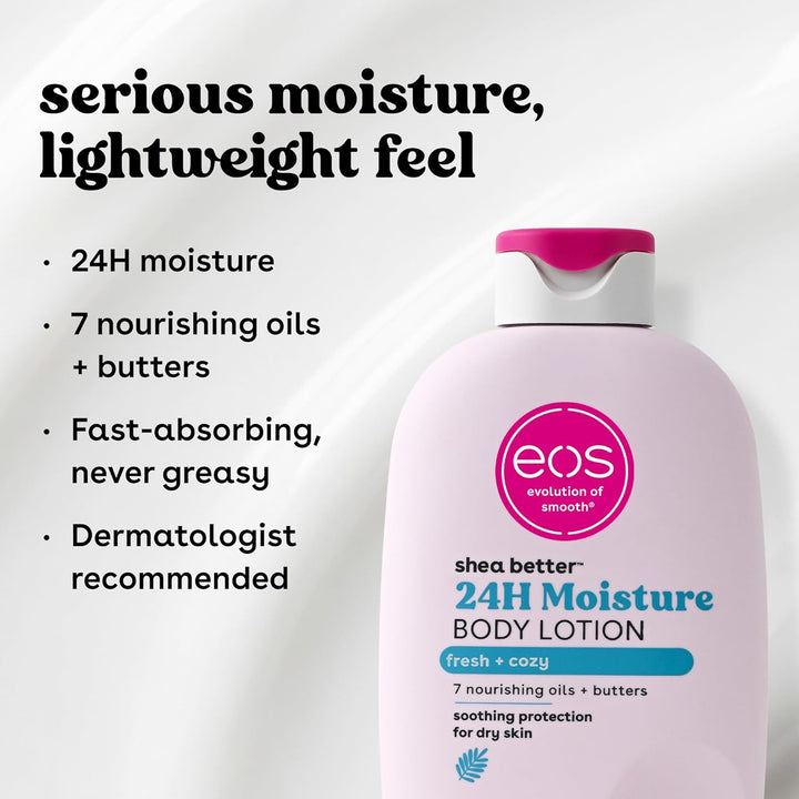 eos Shea Better Body Lotion- Fresh & Cozy, 24-Hour Moisture Skin Care, Lightweight & Non-Greasy, Mad