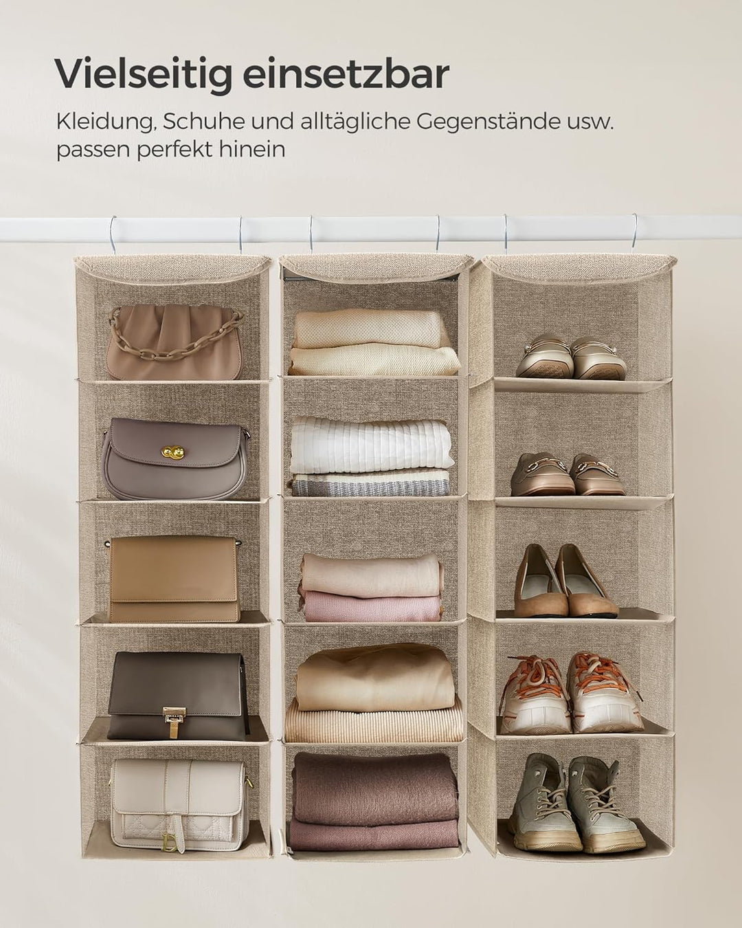 SONGMICS Hängeorganizer, 2er Set, Schrank-Organizer, Hängeregal, Hängeaufbewahrung, faltbar und plat