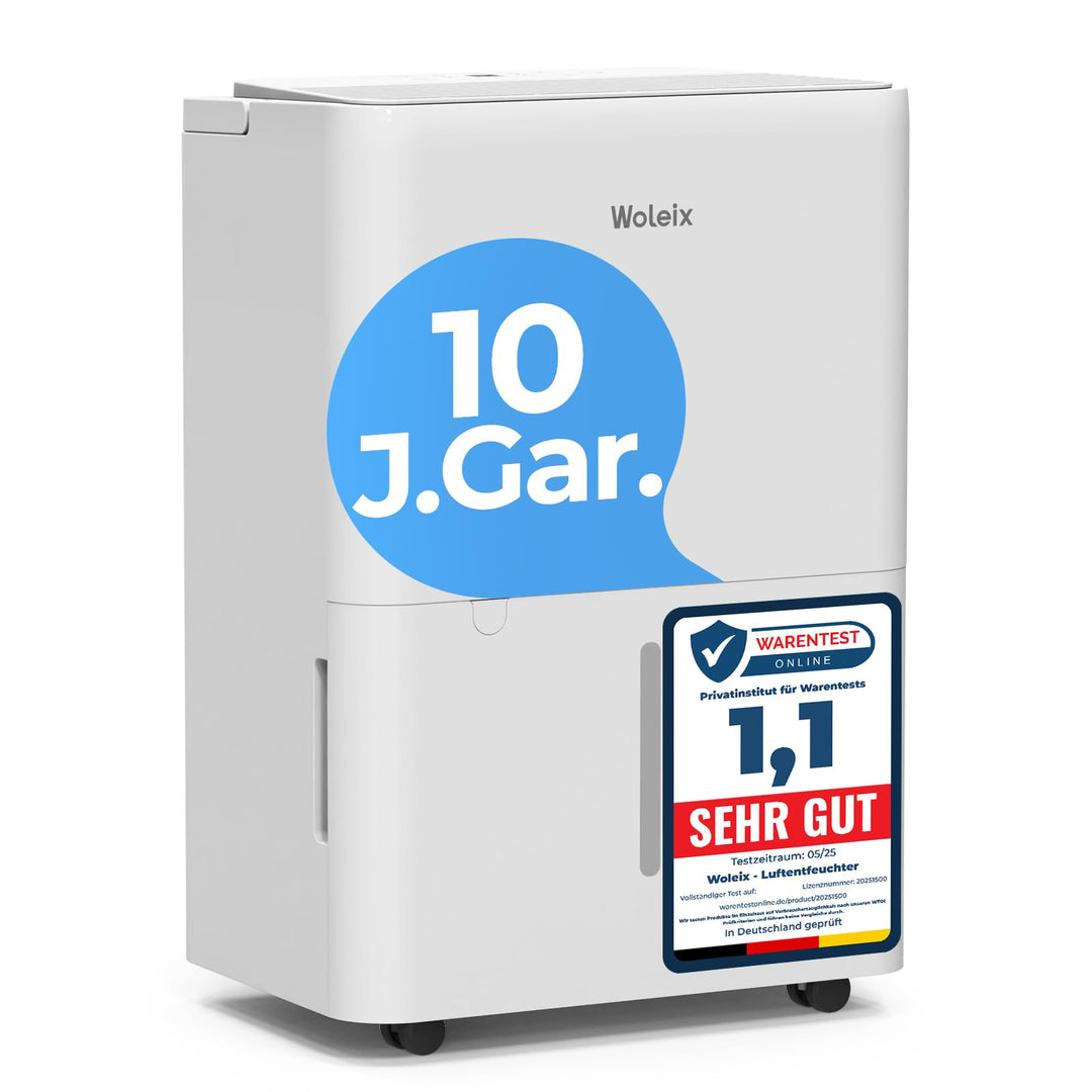 Woleix Luftentfeuchter elektrisch 12L, Entfeuchter elektrisch für Keller, Dehumidifier 35dB, Raument