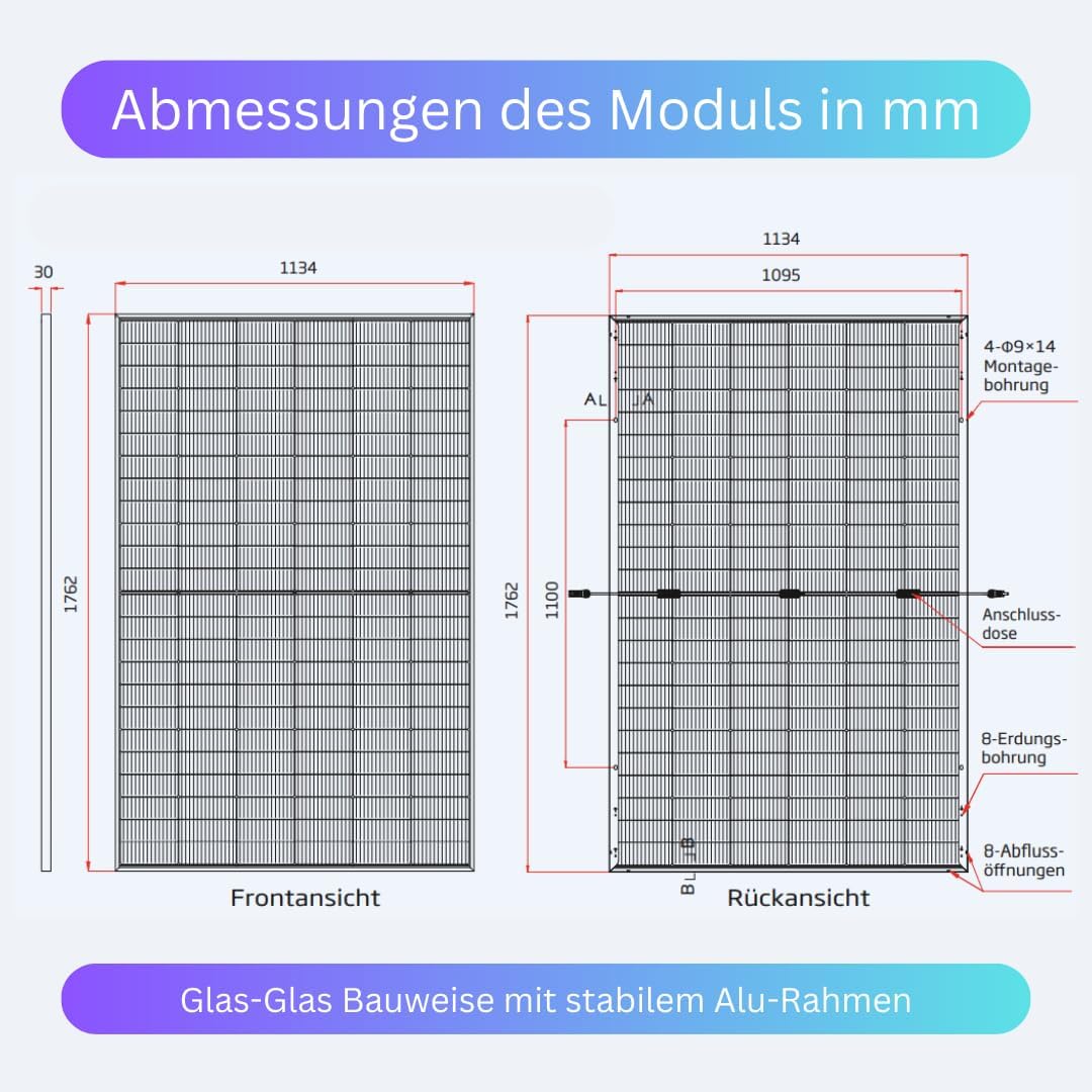 Trina Vertex S+ 430 Watt Solarmodul - Transparent bifazial Version - edles Photovoltaikmodul mit hoh