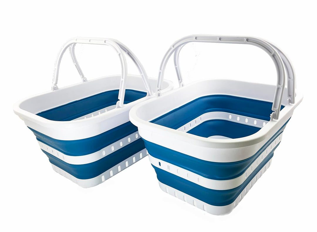 SAMMART 19L zusammenklappbare Wanne mit Griff-tragbarer Outdoor-Picknickkorb/Krater-Faltbare Einkauf