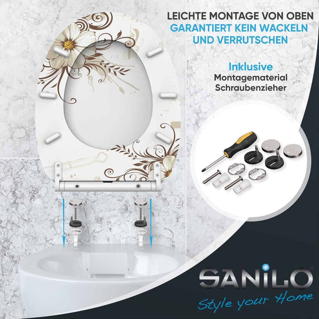 Sanilo WC-Sitz mit Absenkautomatik I Hochwertiger Toilettensitz aus Holz I Toilettendeckel in versch