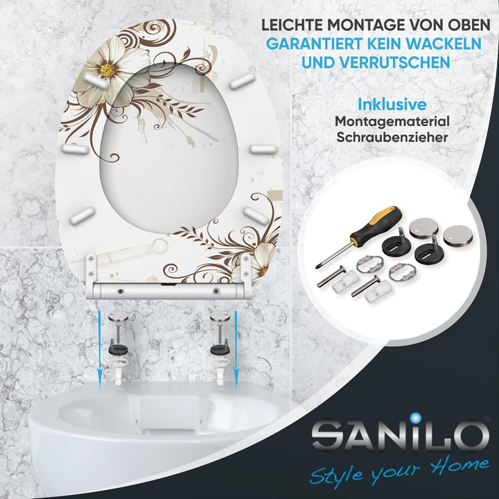 Sanilo WC-Sitz mit Absenkautomatik I Hochwertiger Toilettensitz aus Holz I Toilettendeckel in versch