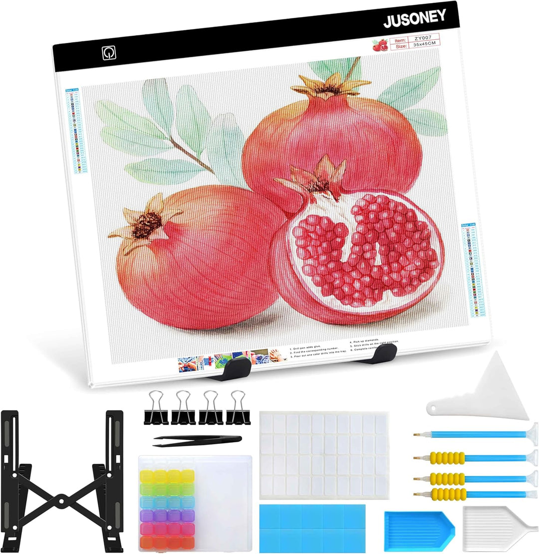 JUSONEY Leuchttisch A3 für diamond painting, Diamond Painting Zubehör Dimmbare Light Pad für Zeichne