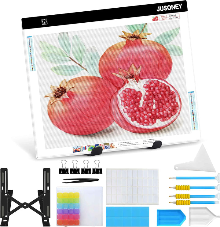 JUSONEY Leuchttisch A3 für diamond painting, Diamond Painting Zubehör Dimmbare Light Pad für Zeichne