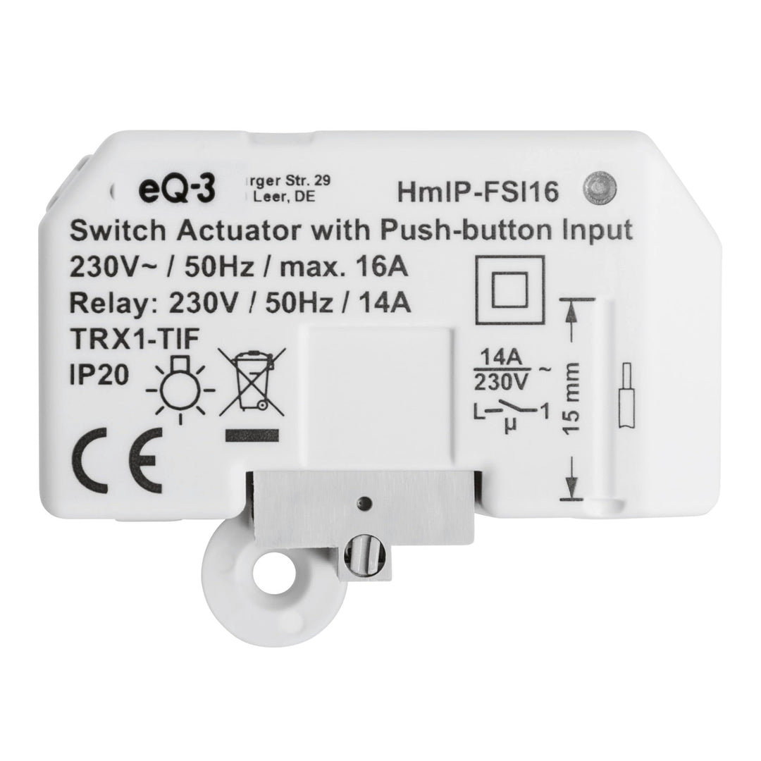 Homematic IP Smart Home Schaltaktor mit Tastereingang (16 A) – Unterputz, steuert Geräte und Leuchte