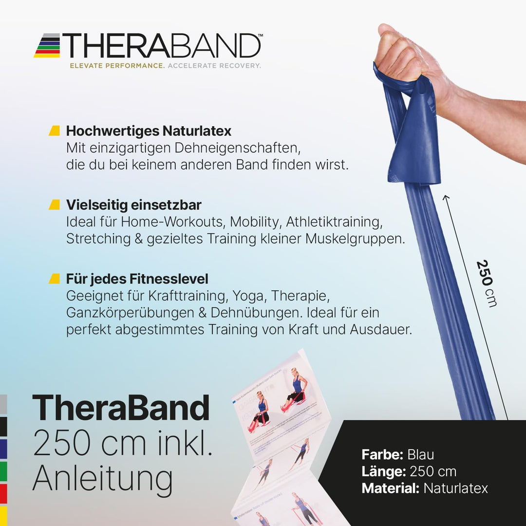 TheraBand Original Fitnessband – 2,5m Resistance Band für Ganzkörpertraining, Kraft & Flexibilität –