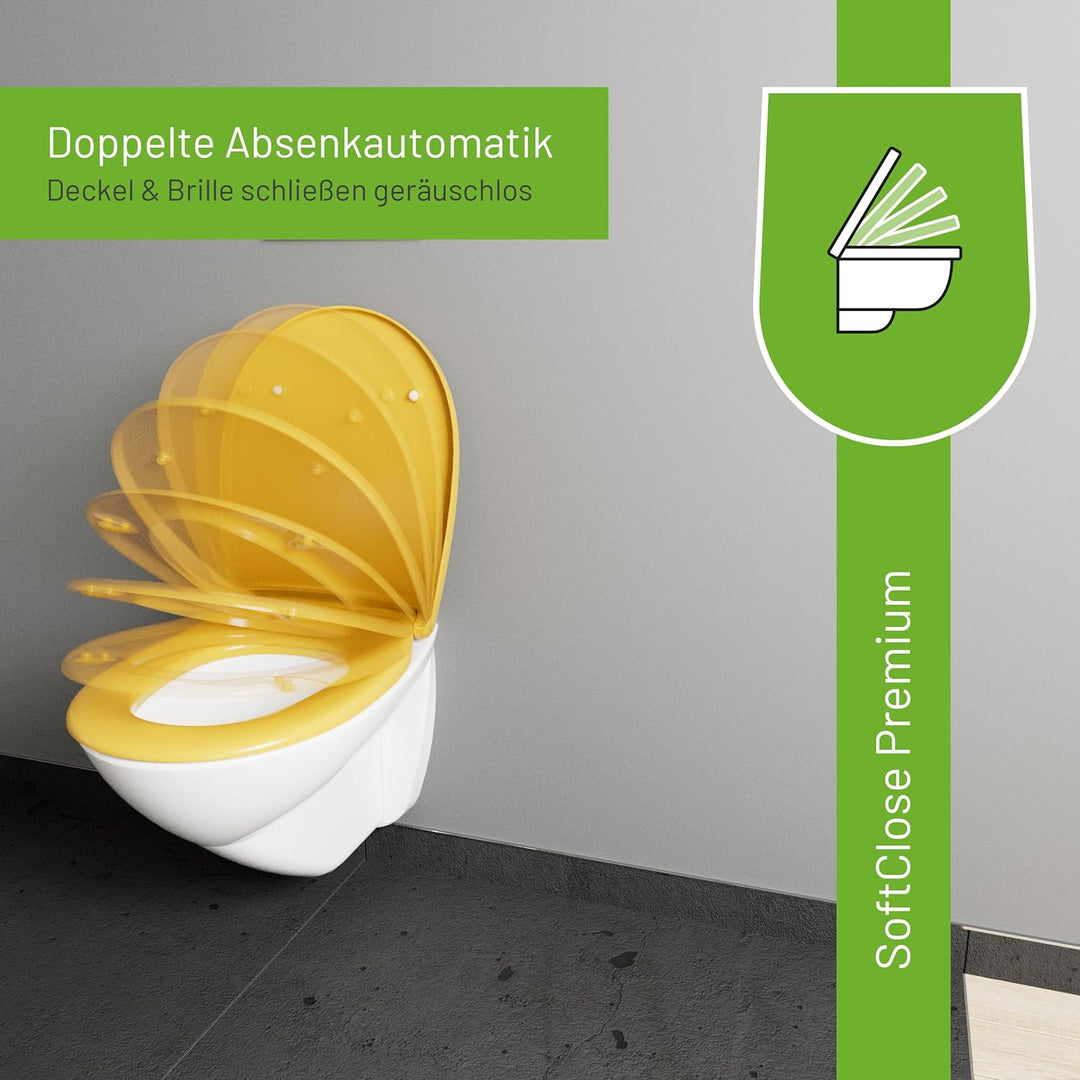 LUVETT® WC-Sitz mit Absenkautomatik C100 oval universell, Toilettendeckel mit 3 Edelstahl Montagelös