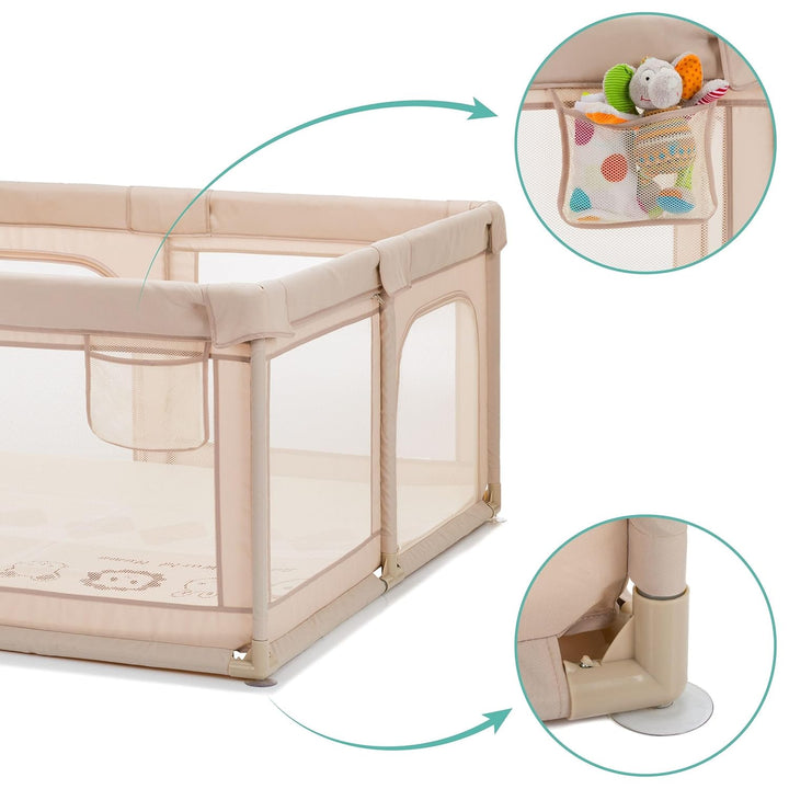 Fillikid Laufgitter Malta 150x150cm Exklusiv | sicher und gemütlich mit Boden Einlage | ideal zum sp