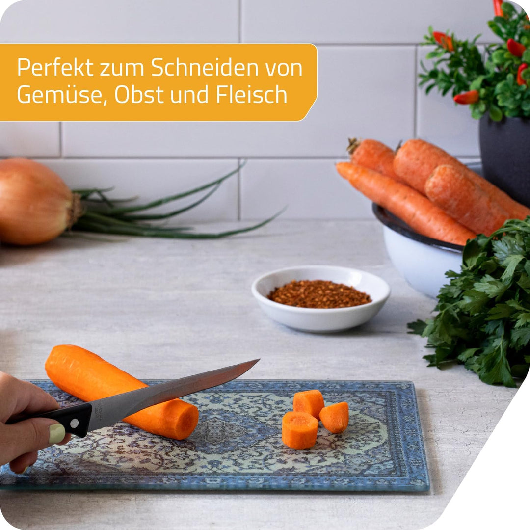 PELEG DESIGN Rugboard Mini Glasschneidebrett – Kleines Glasbrett im Teppich-Design, Hitzebeständiger