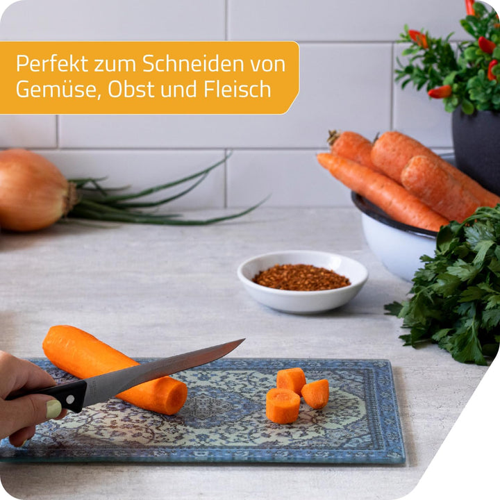 PELEG DESIGN Rugboard Mini Glasschneidebrett – Kleines Glasbrett im Teppich-Design, Hitzebeständiger