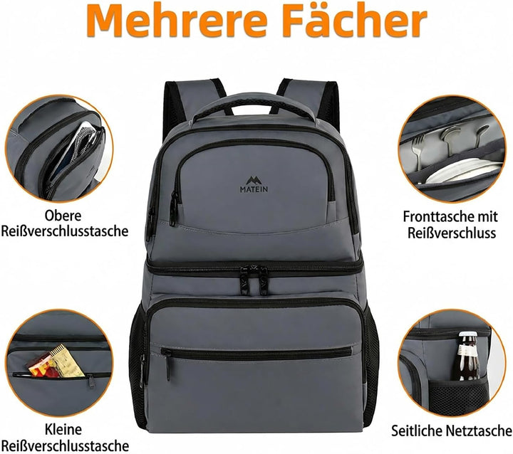 MATEIN Kühlrucksack 34L, 40 Dosen Kühlrucksack Gross, Kühltasche Rucksack | Kühl rucksack Thermo Dop