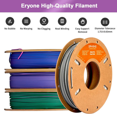 ERYONE Mattes zweifarbiges Coextrusionsfilament PLA 1,75 mm +/- 0,03 mm, mattes zweifarbiges PLA-Fil