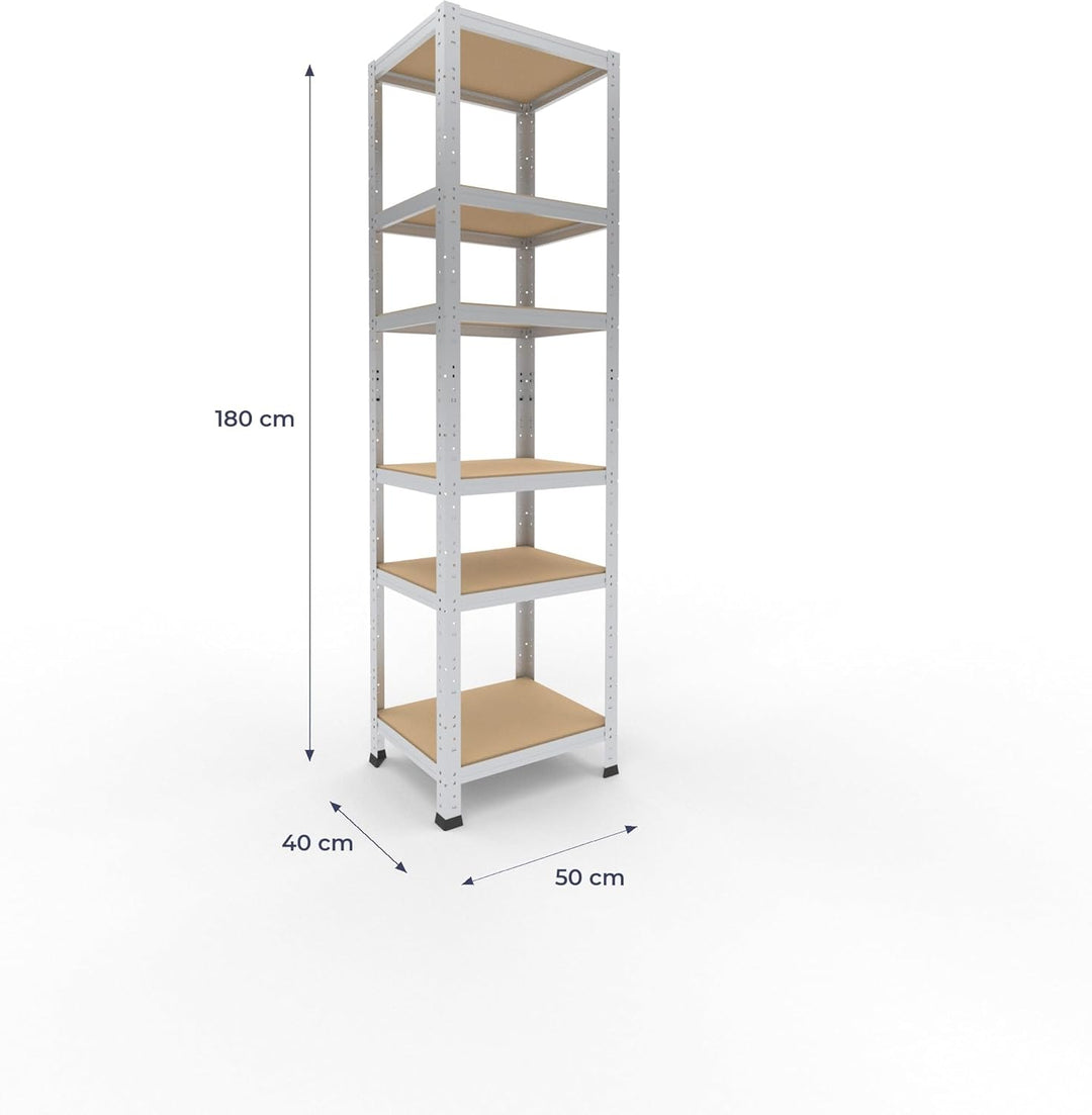 shelfplaza Home 180x50x40 cm Schwerlastregal in verzinkt mit 6 Böden und 145 kg Traglast pro Boden H