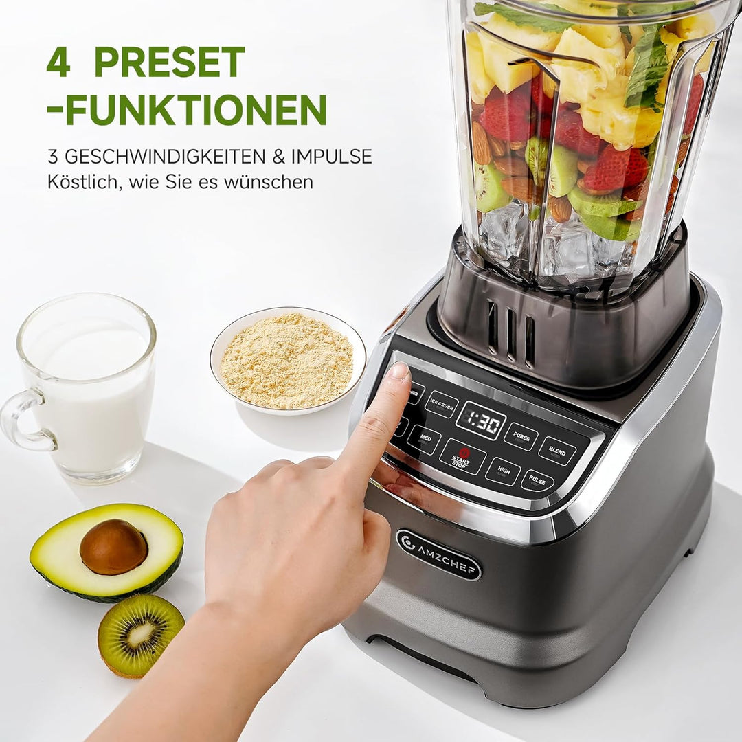 AMZCHEF 2-IN-1 Standmixer mit Zwei Mischbehälter - Blender mixer Hochleistungsmixer 1800 Watt - 1,85