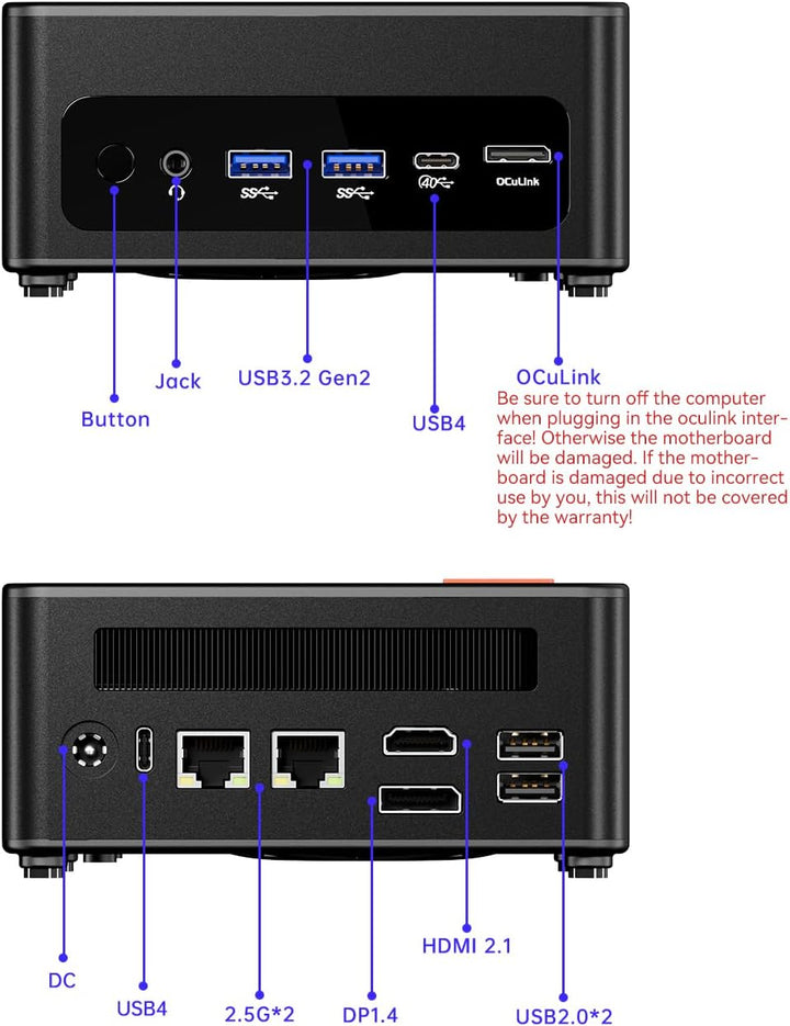 AOOSTAR GEM12 Max 8745HS Mini PC, Ryzen 7 8745HS Gaming PC, 24GB DDR5 RAM 1TB SSD PCIe 4.0, Mini Des