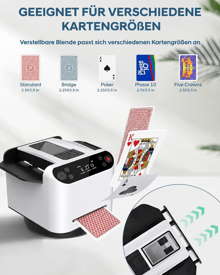 Automatischer Kartenmischer und Austeiler, 360° Drehung für 1–2 Decks, Kartenmischmaschine Kartenmis