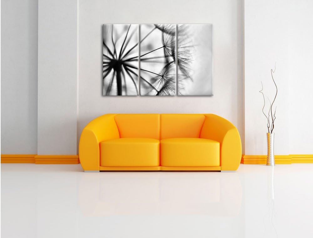 Pixxprint Weisse Pusteblumen als Leinwandbild/Grösse: 3 Teilig (120x80) cm/Wandbild/Kunstdruck/ferti
