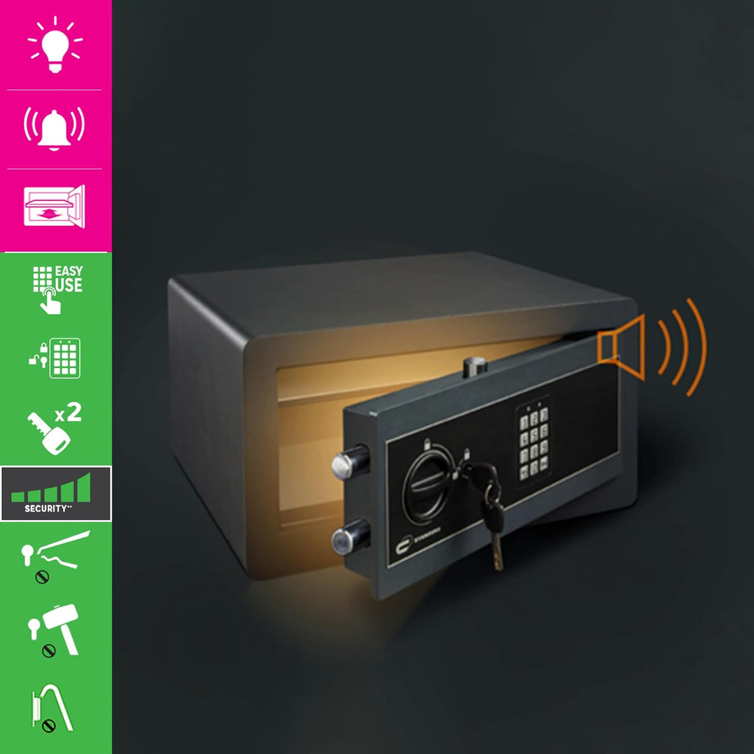 STANDERS - Elektronischer Safe - 28L - 35 x 44 x 23 cm - Wandtresor - Code-Safe - 2 Sicherheitsschlü