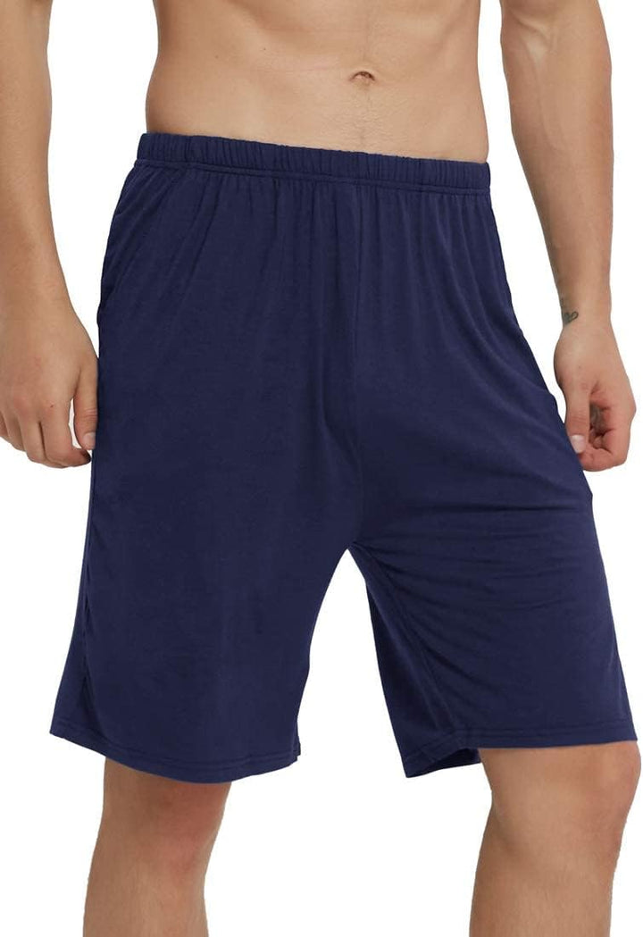 JINSHI Schlafanzughosen Modal Kurz Pyjamahose Nachtwäsche Schlafshorts für Herren 48-50 Schwarz &amp; Ma