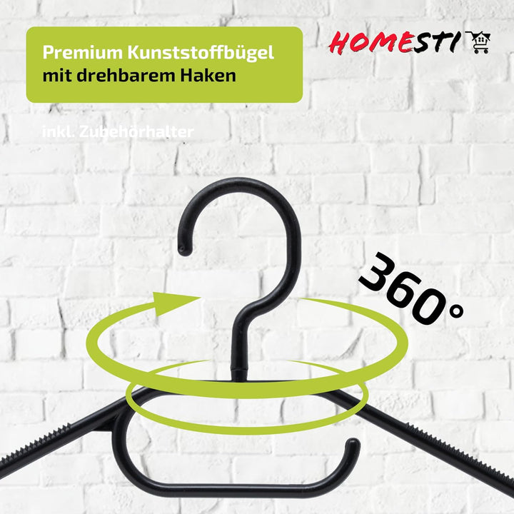 multifunktionale Kleiderbügel aus 100% recyceltem Kunststoff, 30 Stück, mit 360° drehbarem Haken und