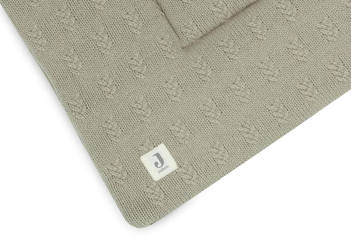 Jollein Krabbeldecke für Baby - Grain Knit, Olive Green - Laufgittereinlage - 75x95 cm - Spieldecke
