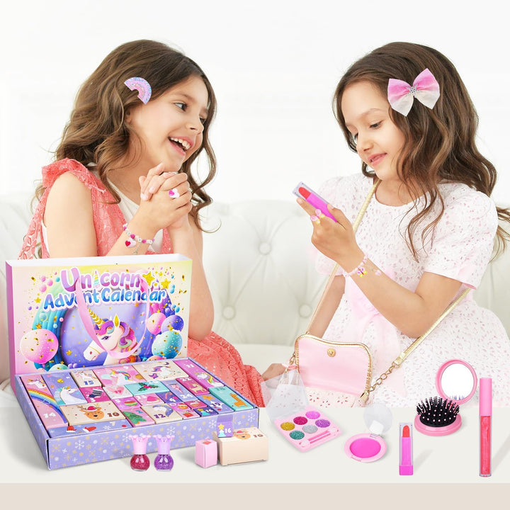 iZoeL Adventskalender kosmetik Kinder Mädchen 2024 Weihnachtskalender 24 Mode Schmuck schminke Beaut