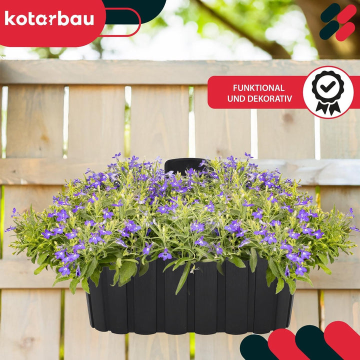 KOTARBAU® 6er Set Blumenkasten Balkon - Wandampel - Blumentopf - 28x14cm H: 13cm Anthrazit - Wandamp