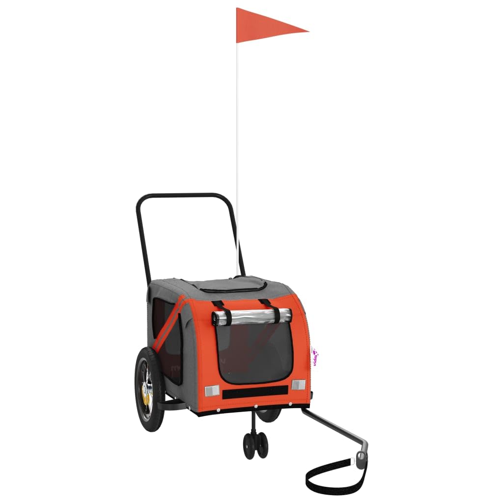 vidaXL Fahrradanhänger Hunde Hundeanhänger Hundetransporter Oxford-Gewebe Eisen Orange 122 x 52 x 53