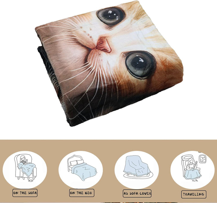 kuscheldecke katzenmotiv 150x200cm,Cartoon Kätzchen kuscheldecke Fleece Decke mit 3D Tierdruck, Weic