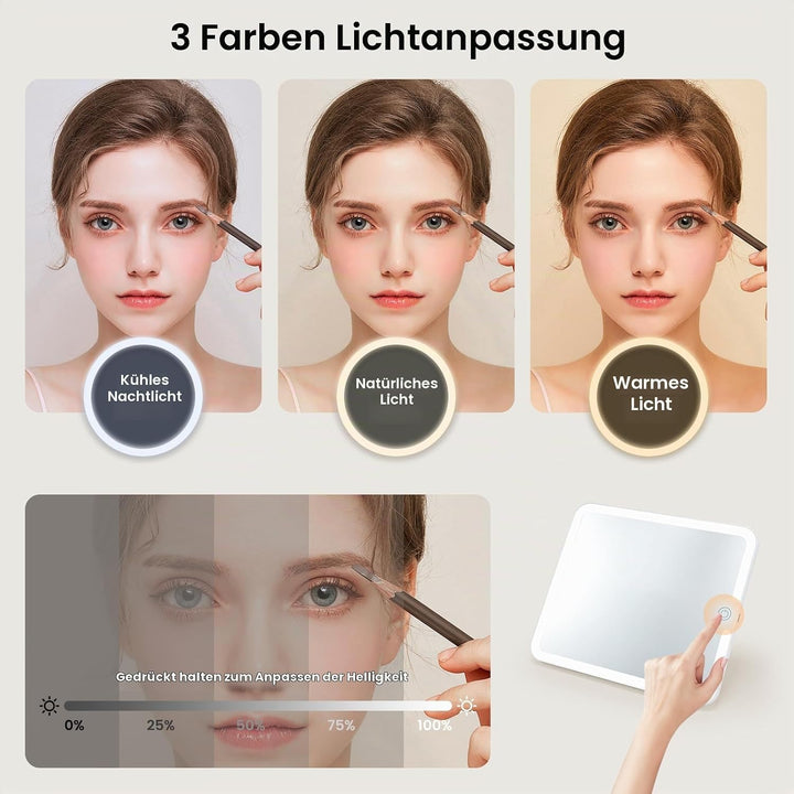 Kosmetikkoffer mit Beleuchtetem Spiegel Schminktasche Make up Tasche Make up Koffer Reise Kosmetikta