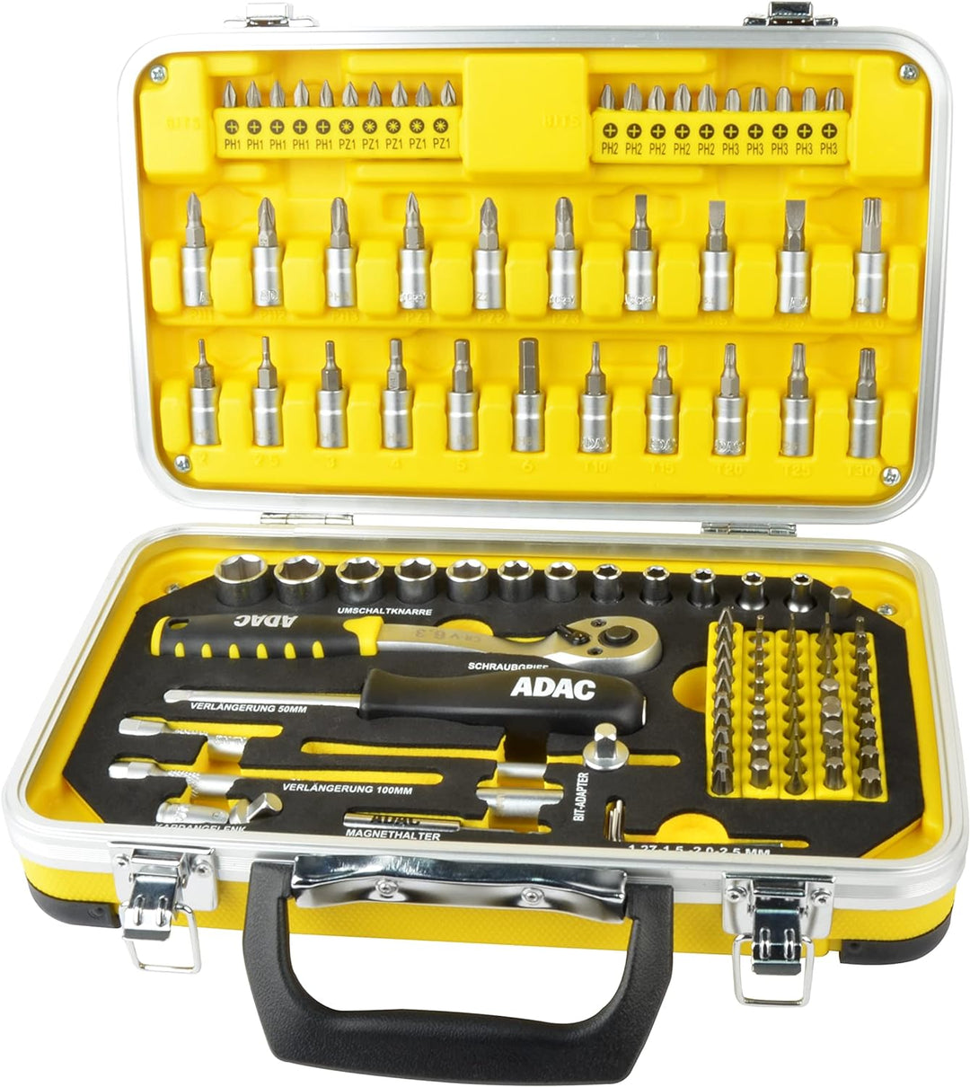 ADAC M98416 Schraub- und Bitsatz, 116-tlg., Gelb