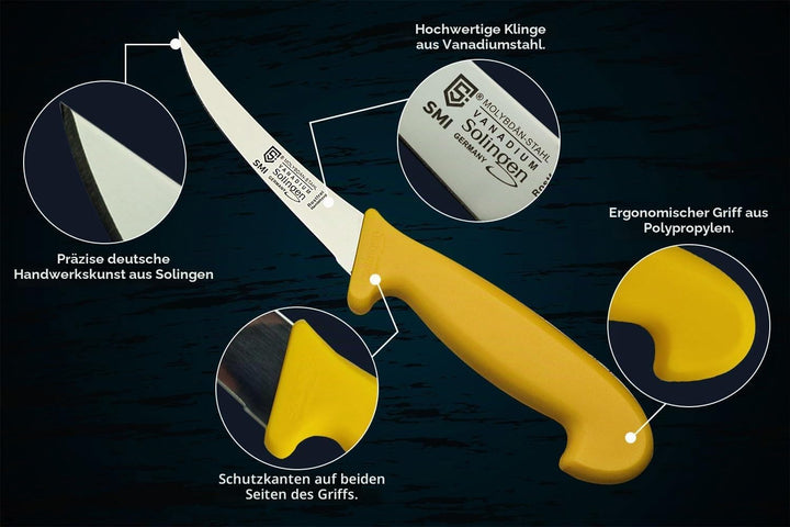 SMI - 5 Zoll Ausbeinmesser flexibel Solingen Metzgermesser Profi Fleischmesser Premium-Qualität Deut