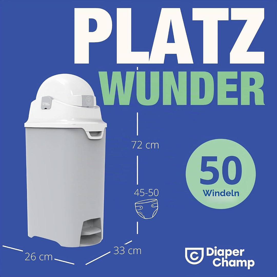 DIAPER CHAMP ONE Medium Handsfree mit Pedal - Windeleimer - geruchsdicht - berührungslose Bedienung