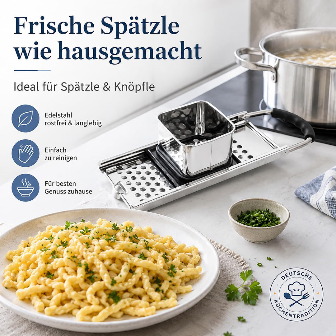 Katleay 2 Stücke Spätzlehobel, Edelstahl Spätzlehobel, Spätzle Set, Spätzlepresse, Spätzle Reibe, Sp