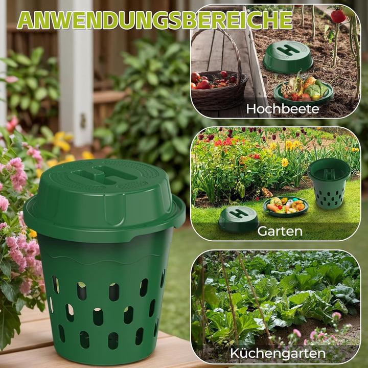 Unterirdischer Wurmkomposter, 2er-Pack 8L Beetkomposter zum Eingraben, für Garten & Hochbeet, kompos