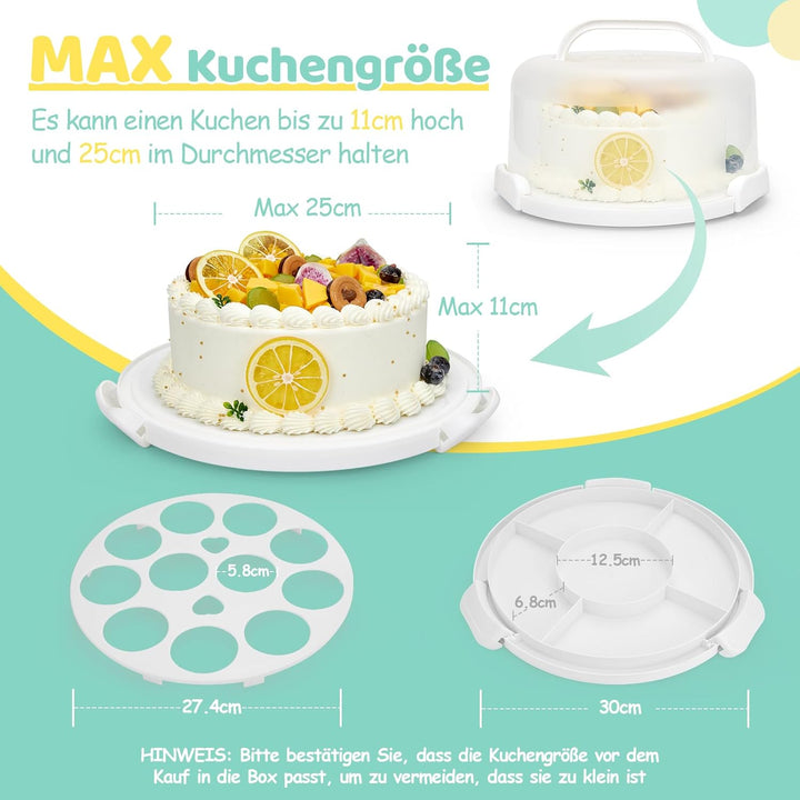 Ohuhu Kuchen Transportbox, Torten Transportbox mit Deckeln und Tragegriff, Tragbarer Tortentransport
