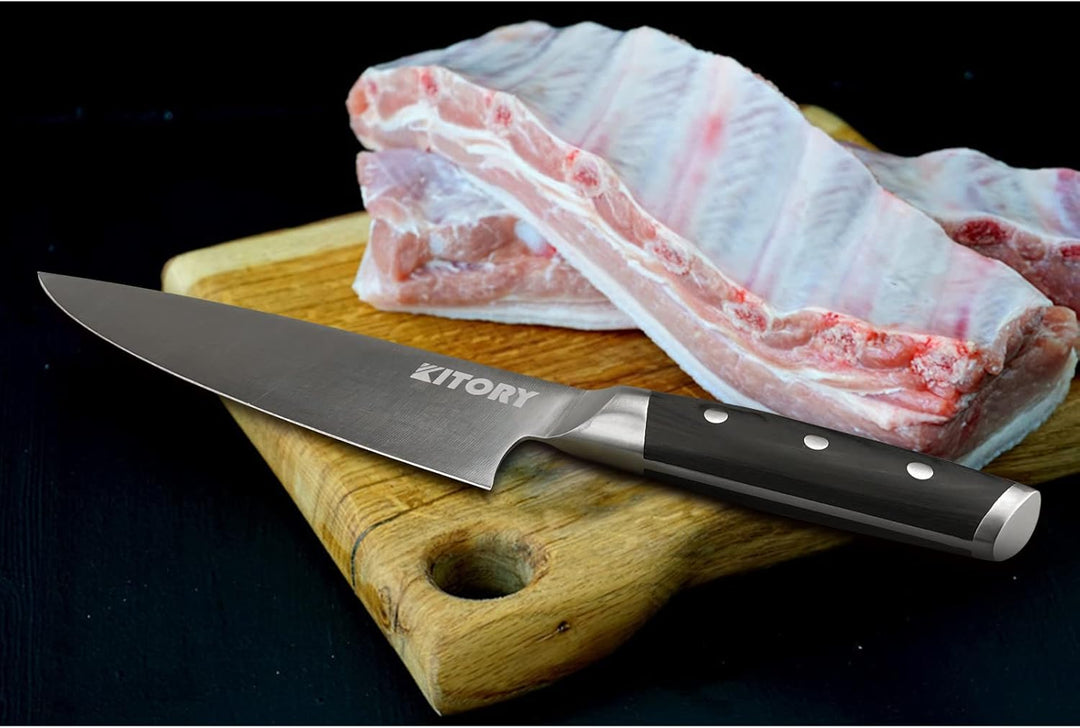 Kitory Kochmesser, Profi Küchenmesser, Scharf Chefmesser 20cm Klinge Fleischmesser mit Pakkaholzgrif