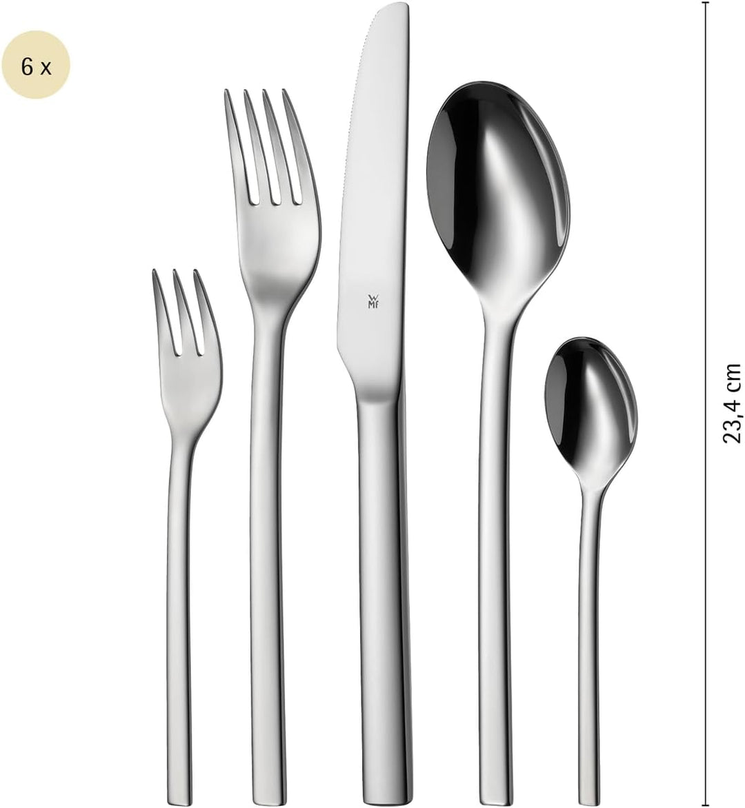 WMF Tavira Besteckset 6 Personen, 30 teilig, Monobloc-Messer, Cromargan Edelstahl poliert, glänzend,