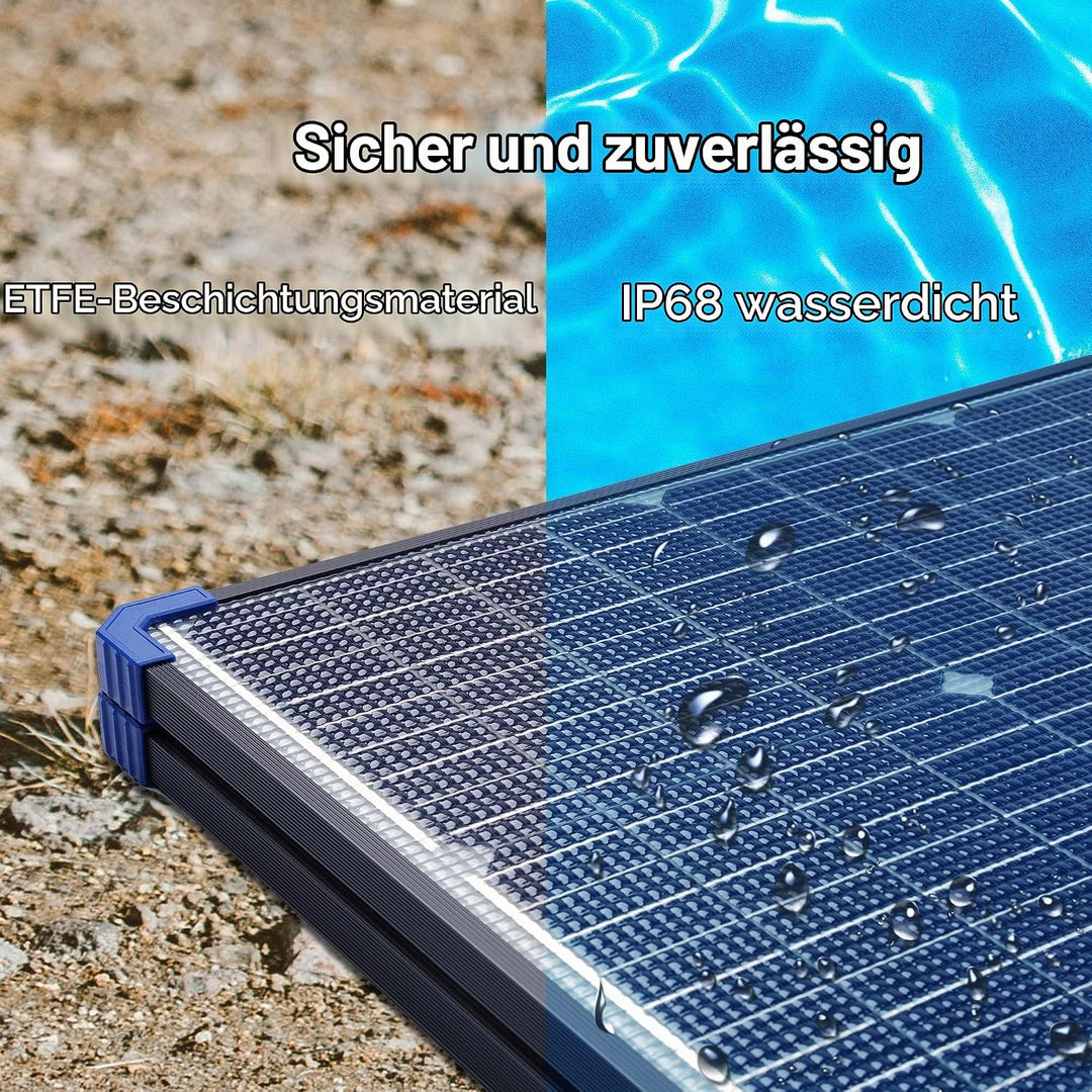 Solarpanel Faltbar 100W 18V Bifaziales Solarmodul für Tragbares Powerstation Solargenerator Camping