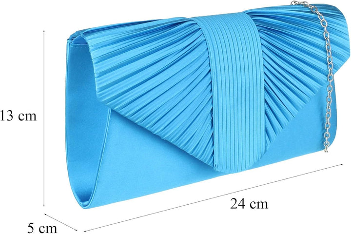 Girly Handbags Plissee-Clutch für Damen aus Satin Blau, Blau